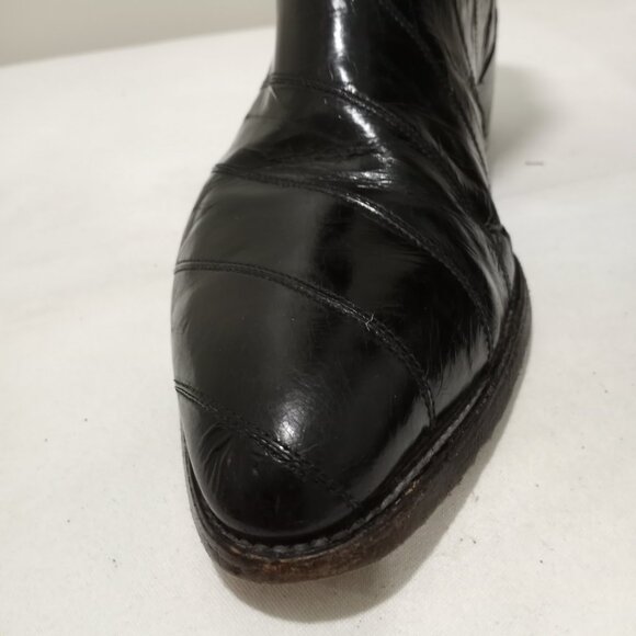 JE-VER EXOTIC LEATHER MENS COWBOY BOOTS BLACK SIZE 13.5 - Picture 3 of 9